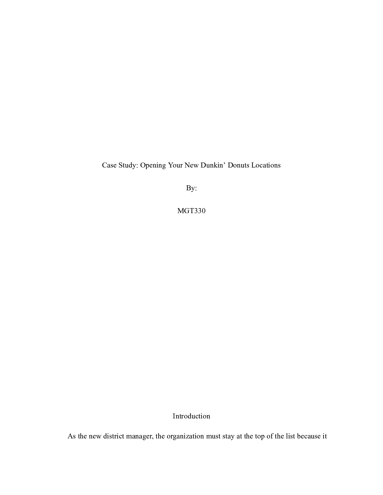 Preview image of Case_Study__Opening_Your_New_Dunkin____Donuts_Locations_result.docx    Case Study: Opening document